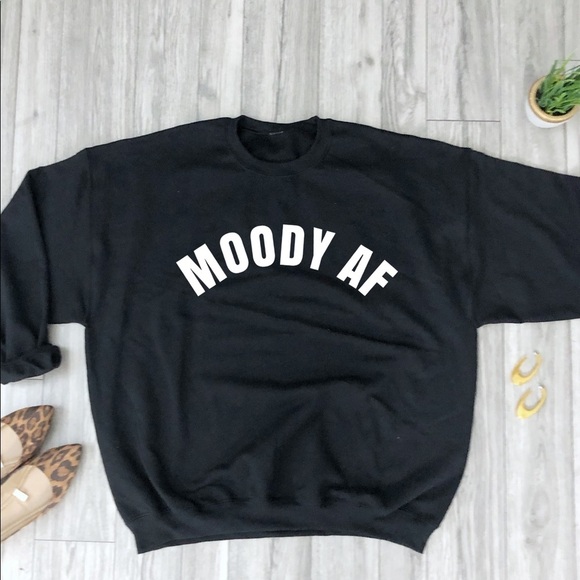 NEW💋 Graphic Sweatshirt Moody AF black Gray S-5X - Picture 1 of 2